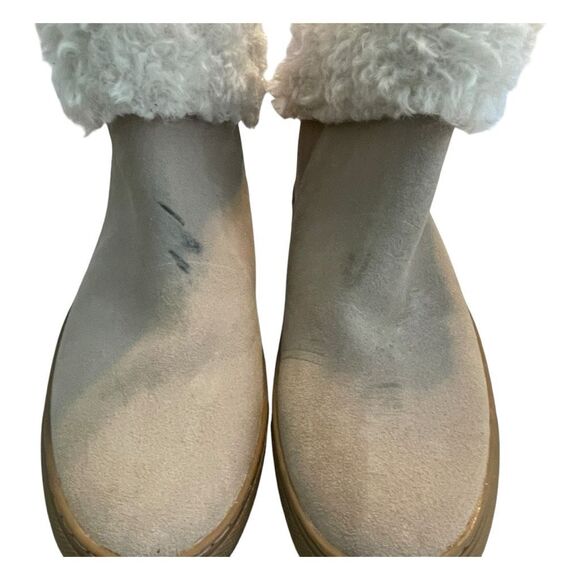 Cougar Devon Waterproof Slip-on Bootie Cream Suede Faux Fur Collar Sz 8 - Picture 6 of 8